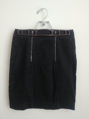 Y2K Armani Exchange double zipper front black mini skirt soft tencel cotton 00